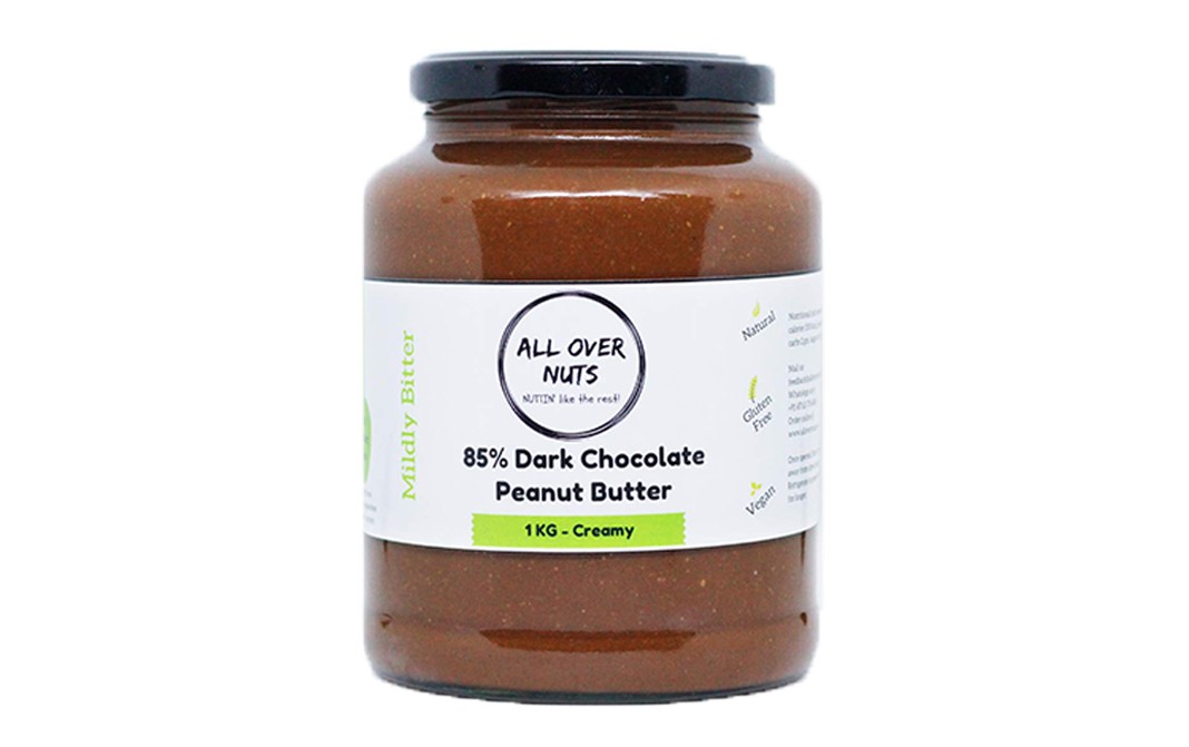 All Over Nuts 85% Dark Chocolate Peanut Butter Creamy  Glass Jar  1 kilogram